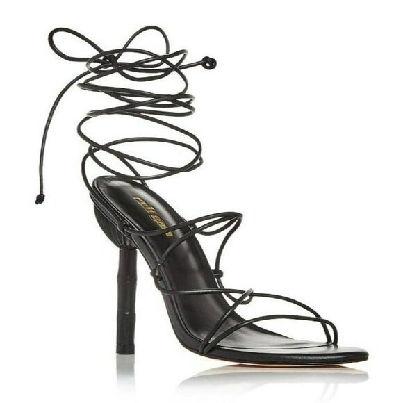 Cult Gaia Women's Soleil Black Lace Up High Heel Sandals Size 39 (MSRP $388) - Picture 1 of 9